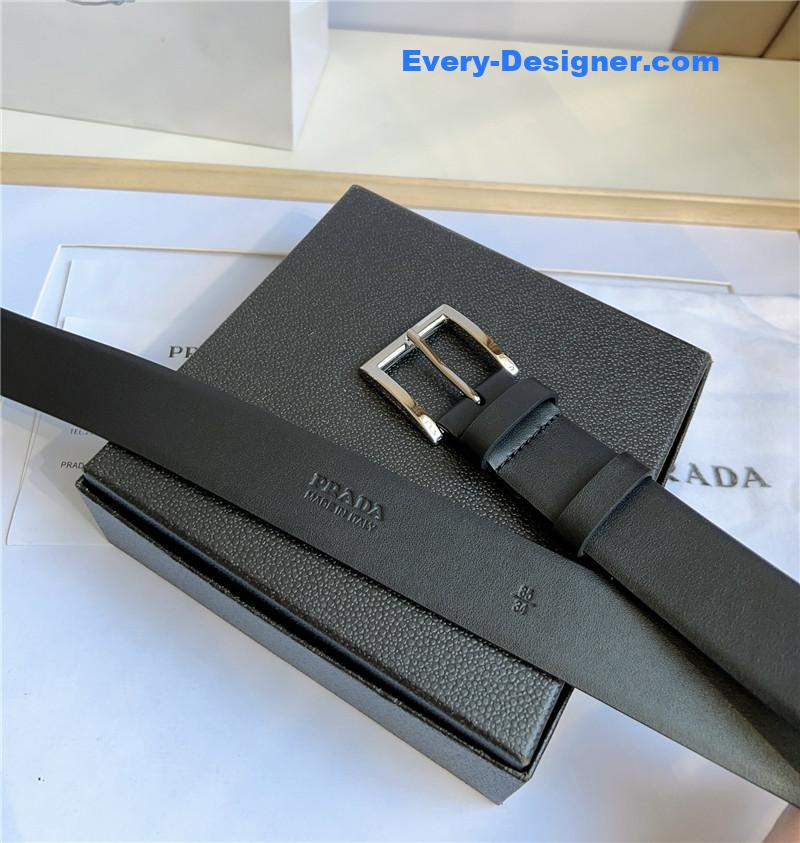 Pra*a saffiano leather triangle logo belt