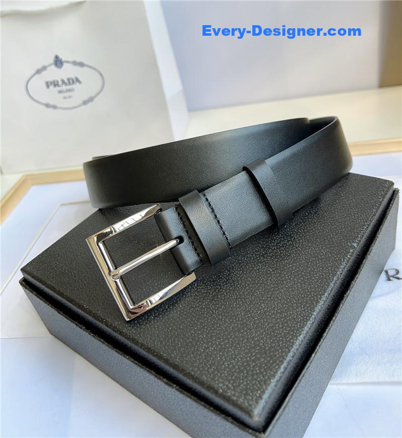 Pra*a saffiano leather triangle logo belt