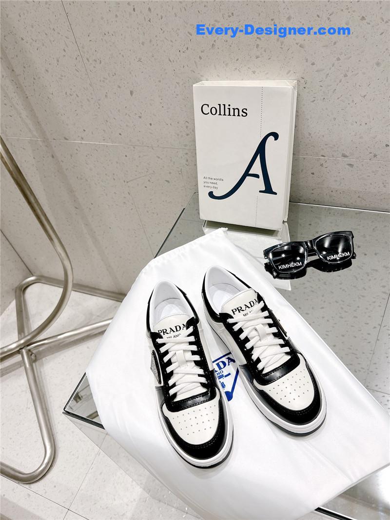 Pra*a white/black downtown leather sneakers
