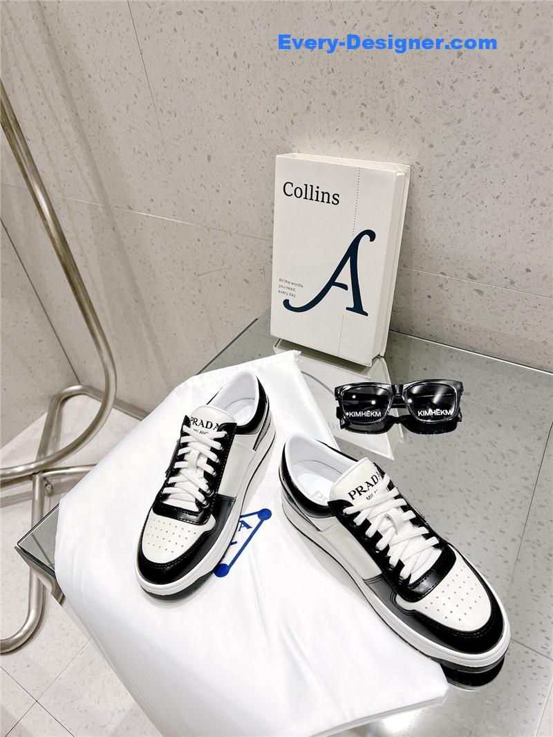 Pra*a white/black downtown leather sneakers