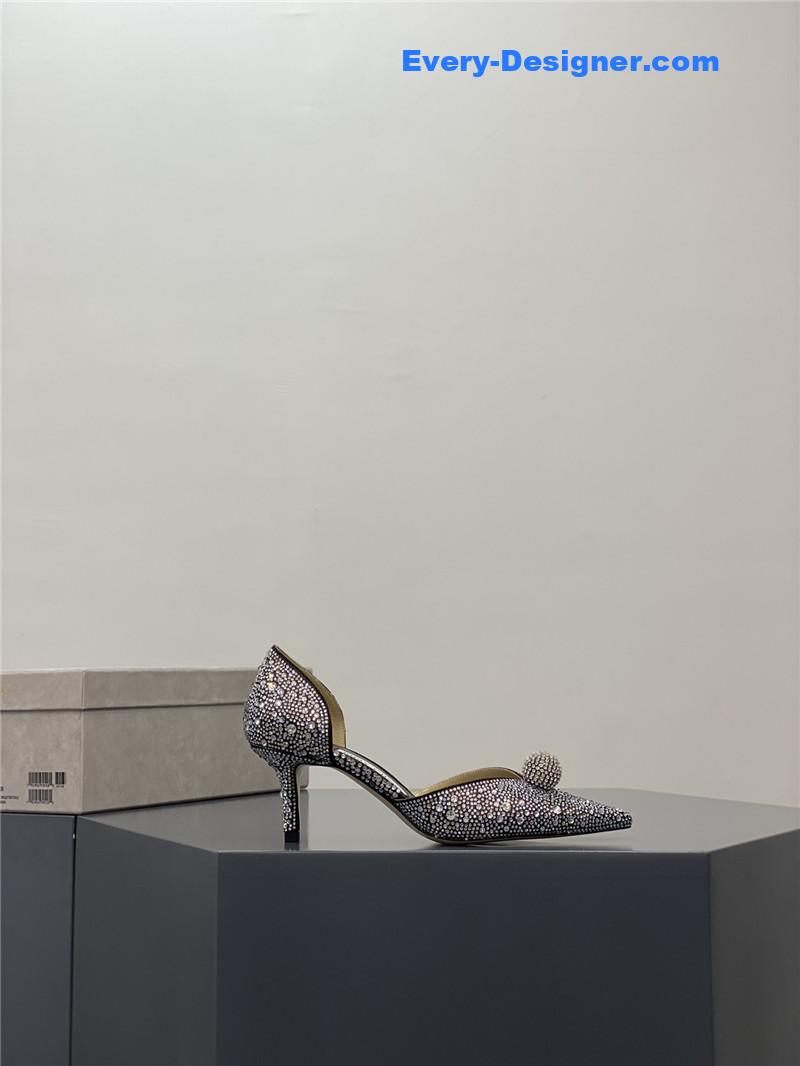 J1m*y Ch00 jc high-heeled crystal slipper shoes