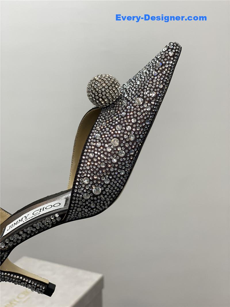 J1m*y Ch00 jc high-heeled crystal slipper shoes