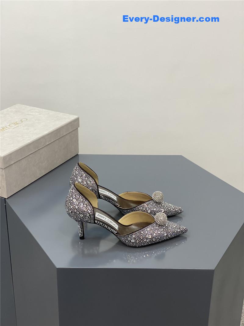J1m*y Ch00 jc high-heeled crystal slipper shoes