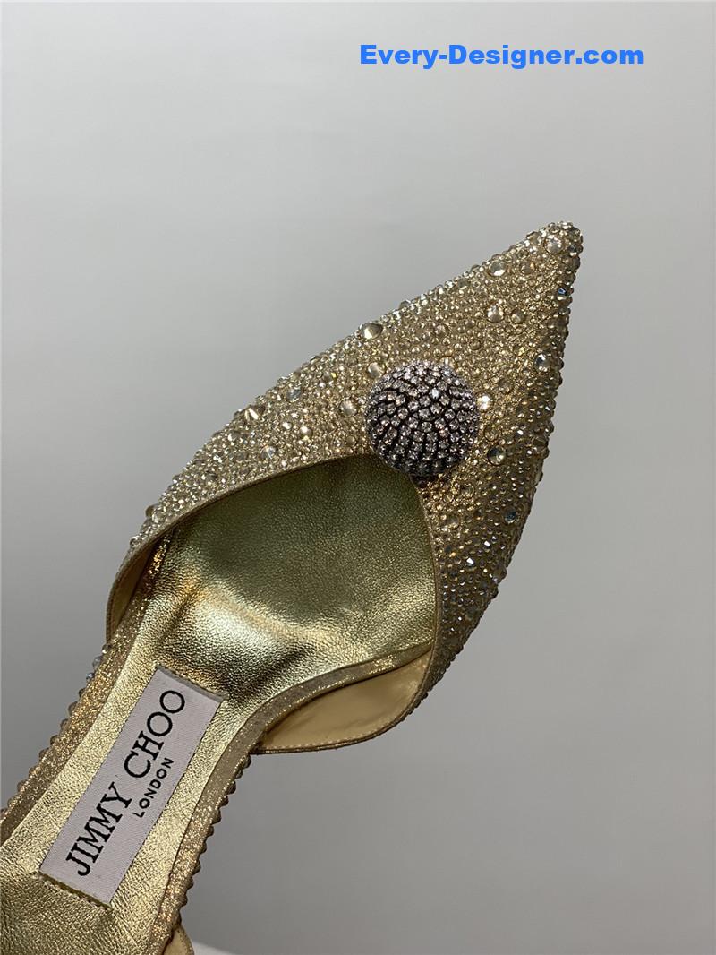 J1m*y Ch00 jc high-heeled crystal slipper shoes