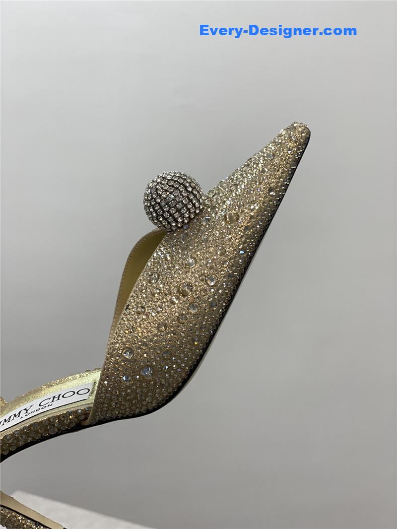 J1m*y Ch00 jc high-heeled crystal slipper shoes