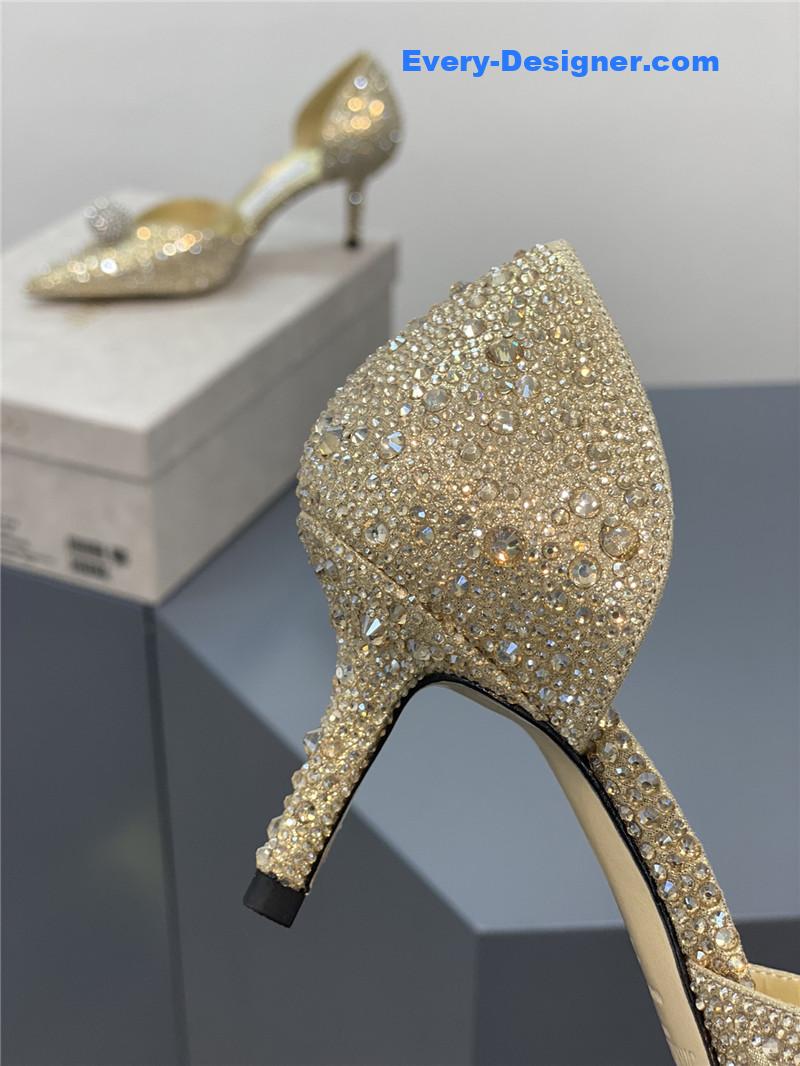 J1m*y Ch00 jc high-heeled crystal slipper shoes