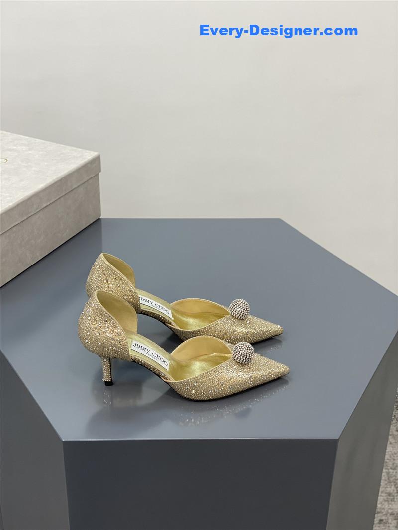 J1m*y Ch00 jc high-heeled crystal slipper shoes