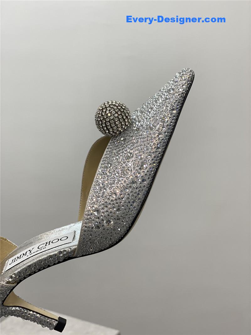 J1m*y Ch00 jc high-heeled crystal slipper shoes
