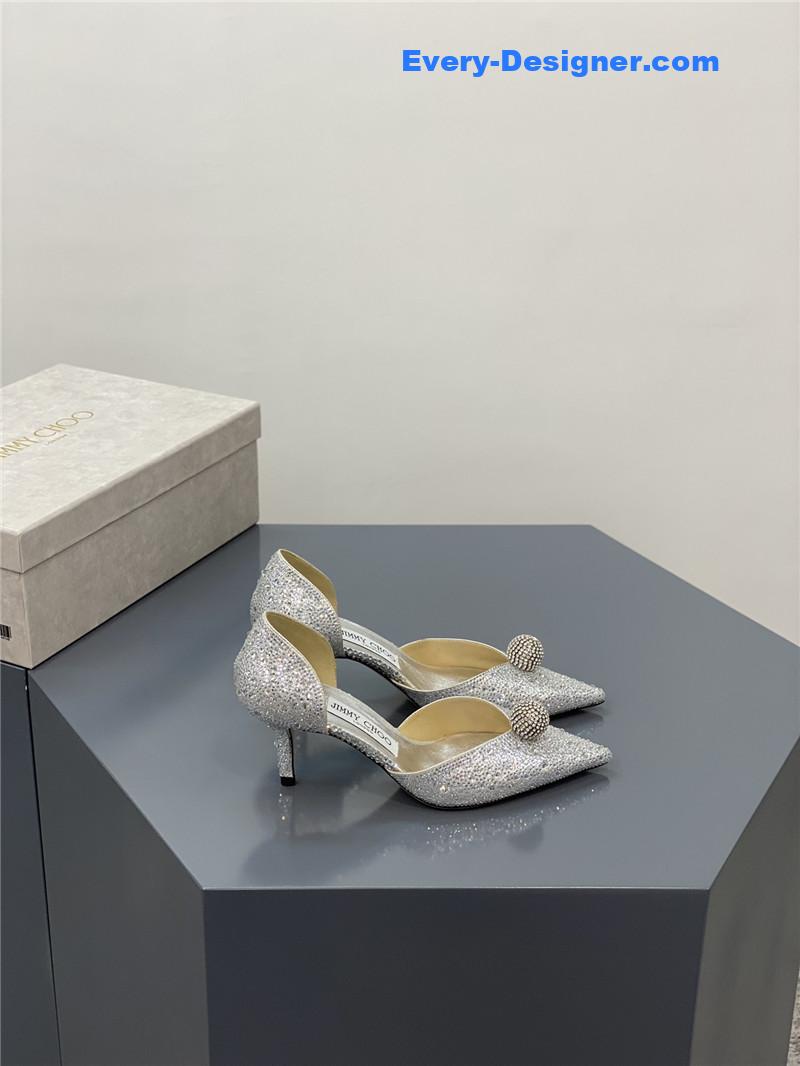 J1m*y Ch00 jc high-heeled crystal slipper shoes