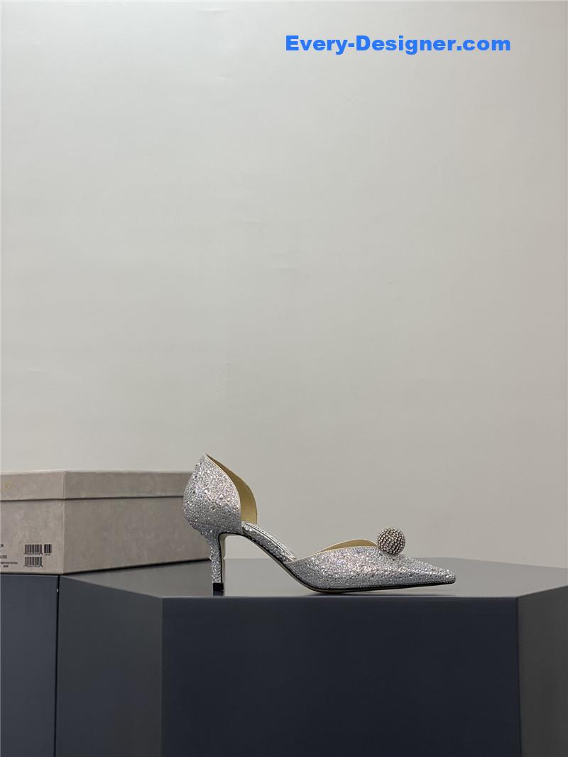 J1m*y Ch00 jc high-heeled crystal slipper shoes