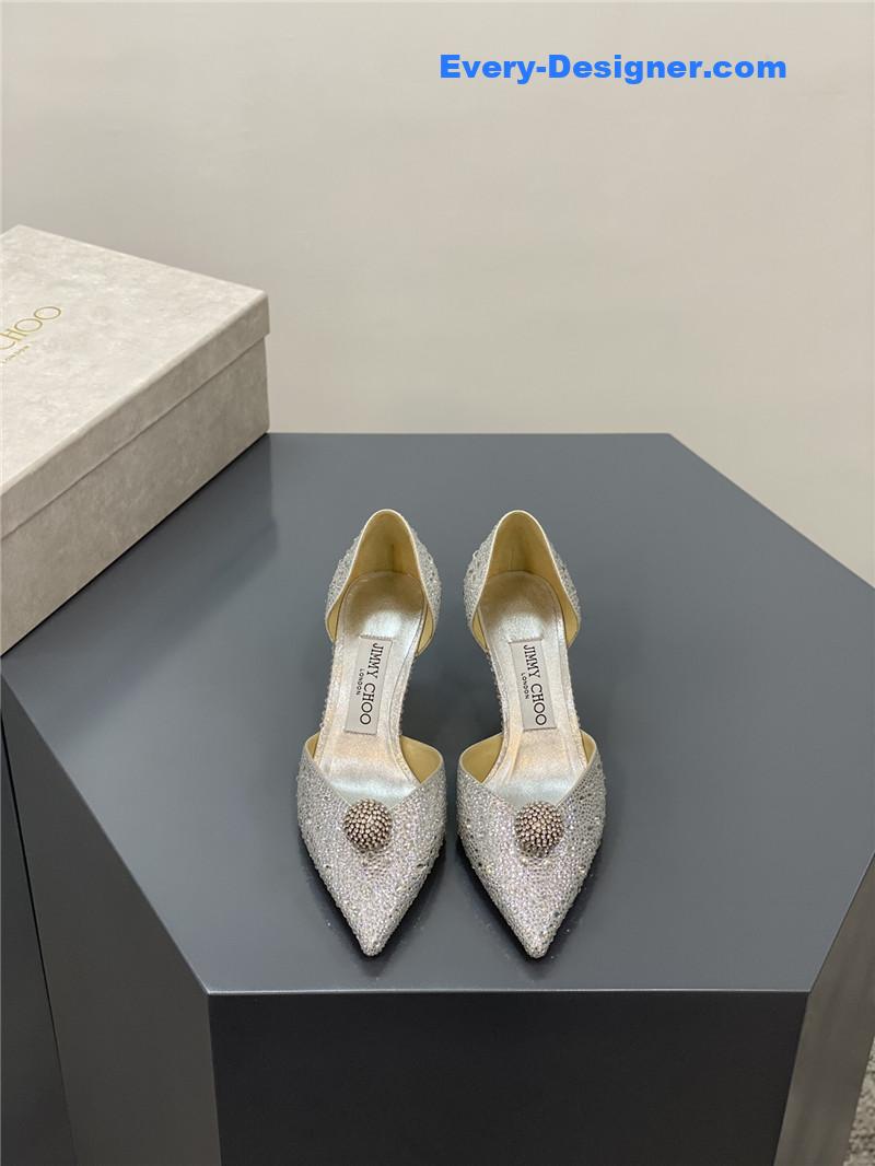 J1m*y Ch00 jc high-heeled crystal slipper shoes