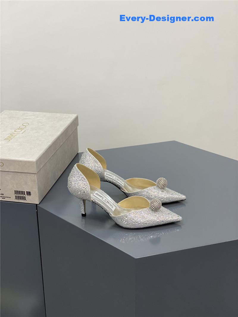 J1m*y Ch00 jc high-heeled crystal slipper shoes