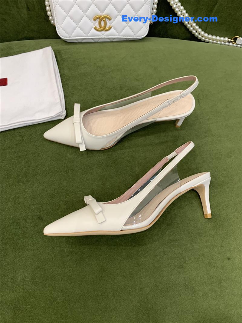 Va1e*ntin0 new lace pointed toe back empty shoes