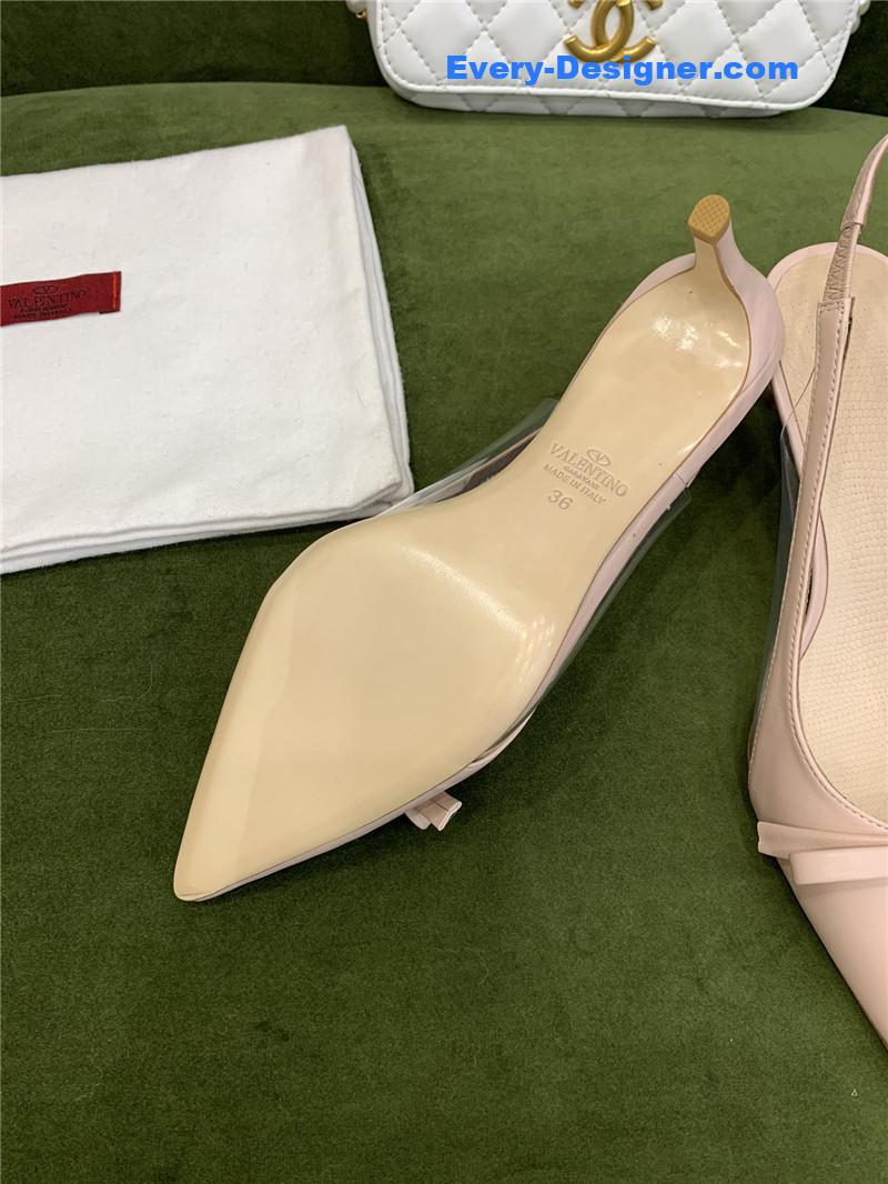 Va1e*ntin0 new lace pointed toe back empty shoes