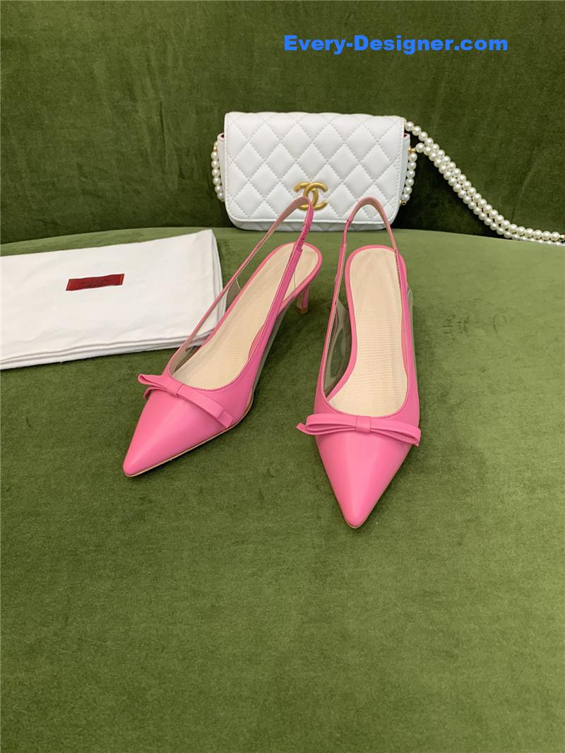 Va1e*ntin0 new lace pointed toe back empty shoes