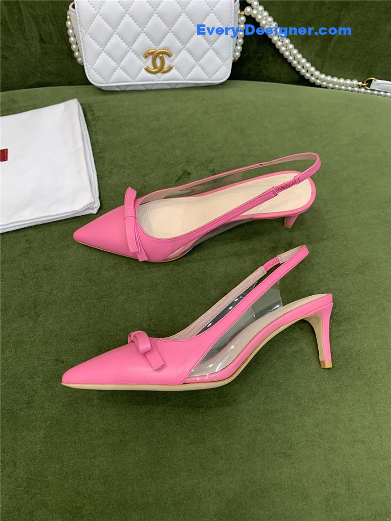 Va1e*ntin0 new lace pointed toe back empty shoes