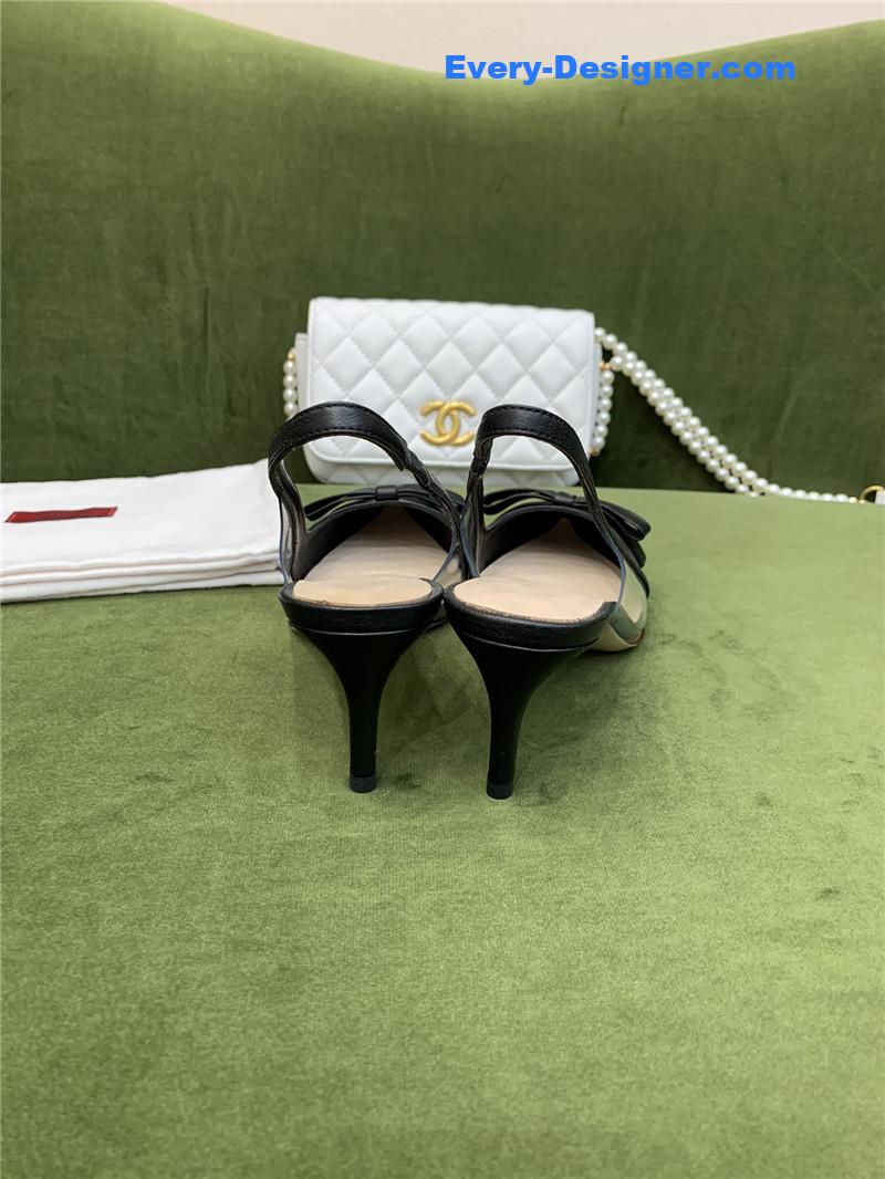 Va1e*ntin0 new lace pointed toe back empty shoes