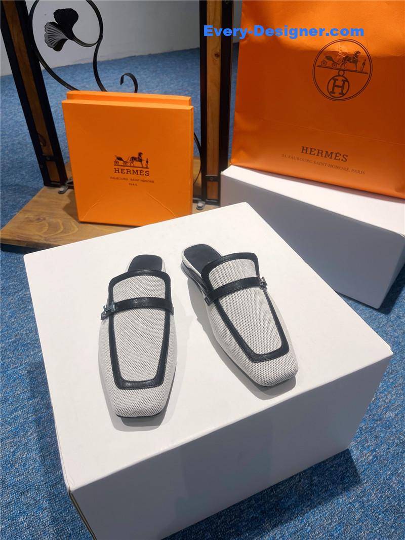 H**me5 square toe h buckle mules half slippers