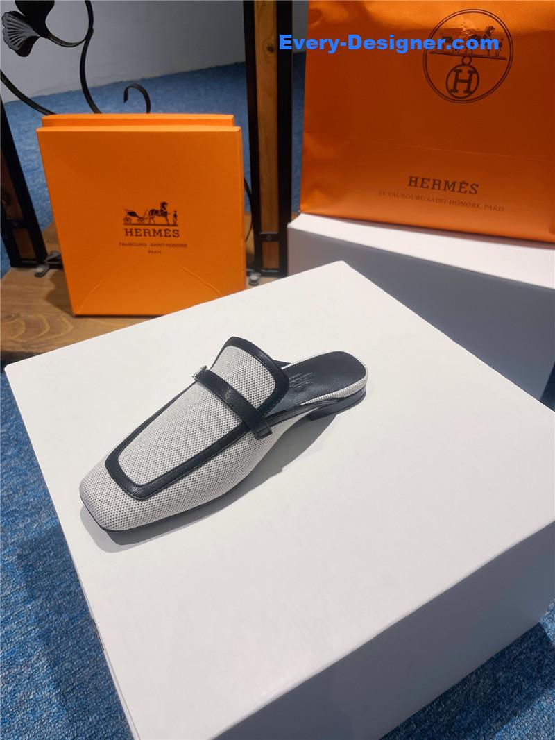 H**me5 square toe h buckle mules half slippers