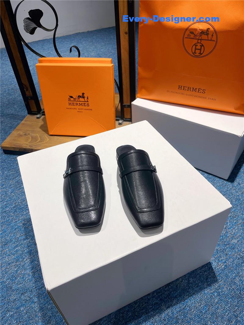 H**me5 square toe h buckle mules half slippers