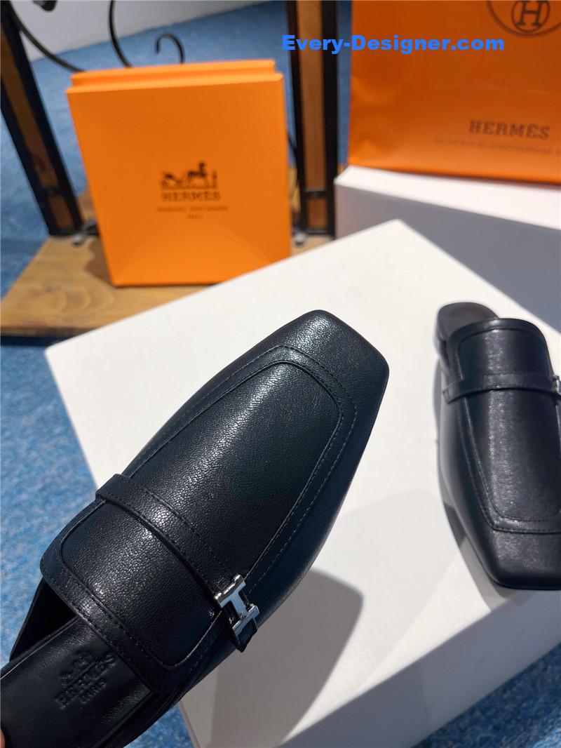 H**me5 square toe h buckle mules half slippers