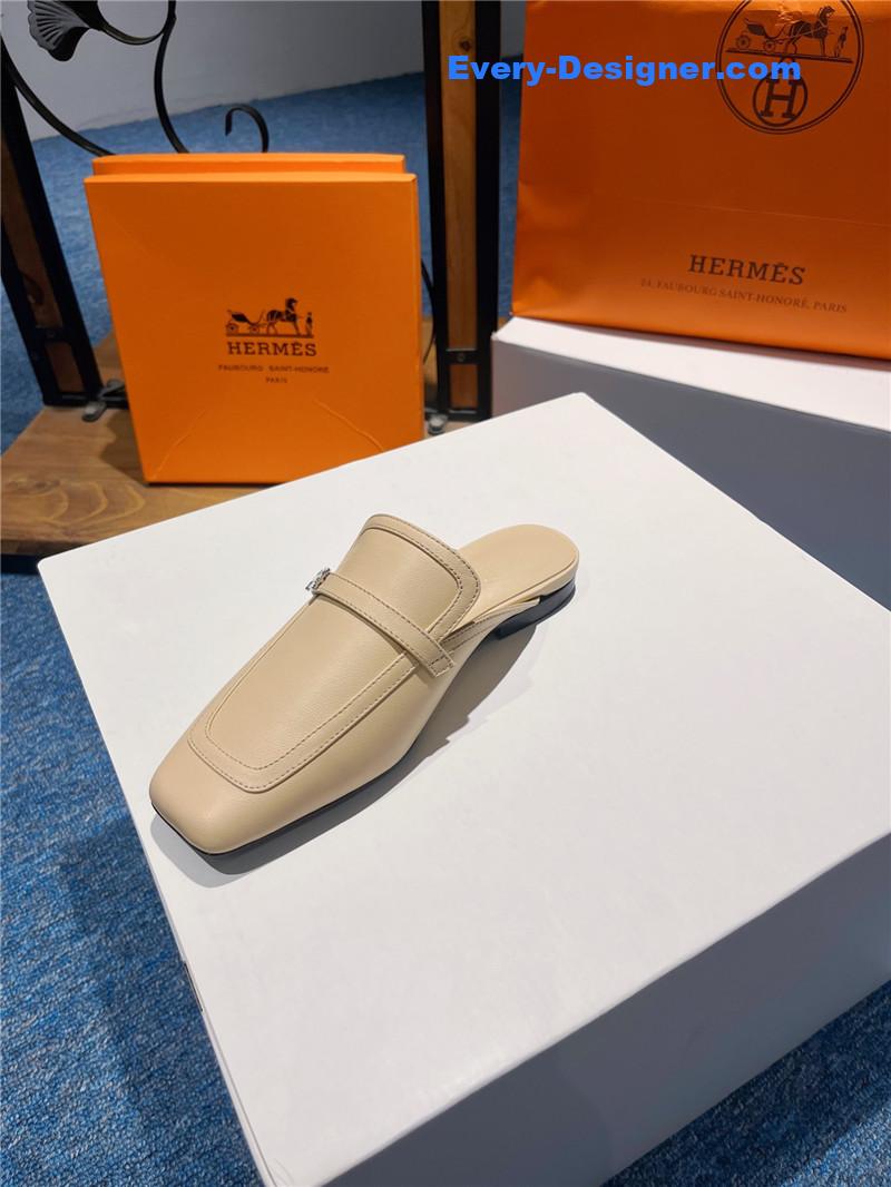 H**me5 square toe h buckle mules half slippers