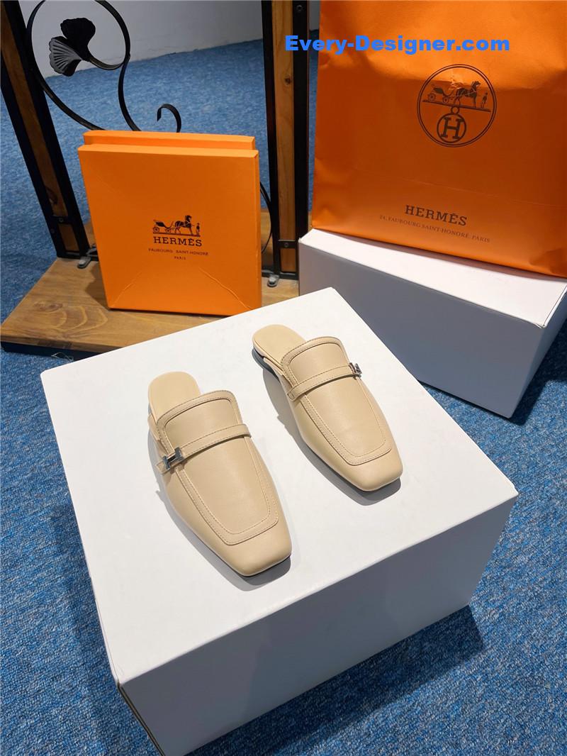 H**me5 square toe h buckle mules half slippers