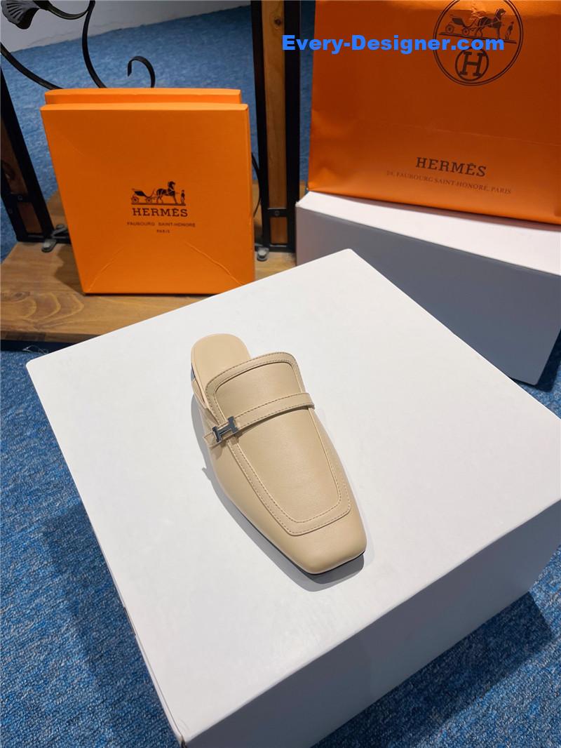 H**me5 square toe h buckle mules half slippers