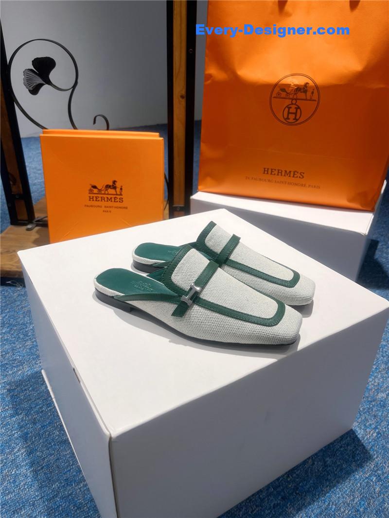 H**me5 square toe h buckle mules half slippers