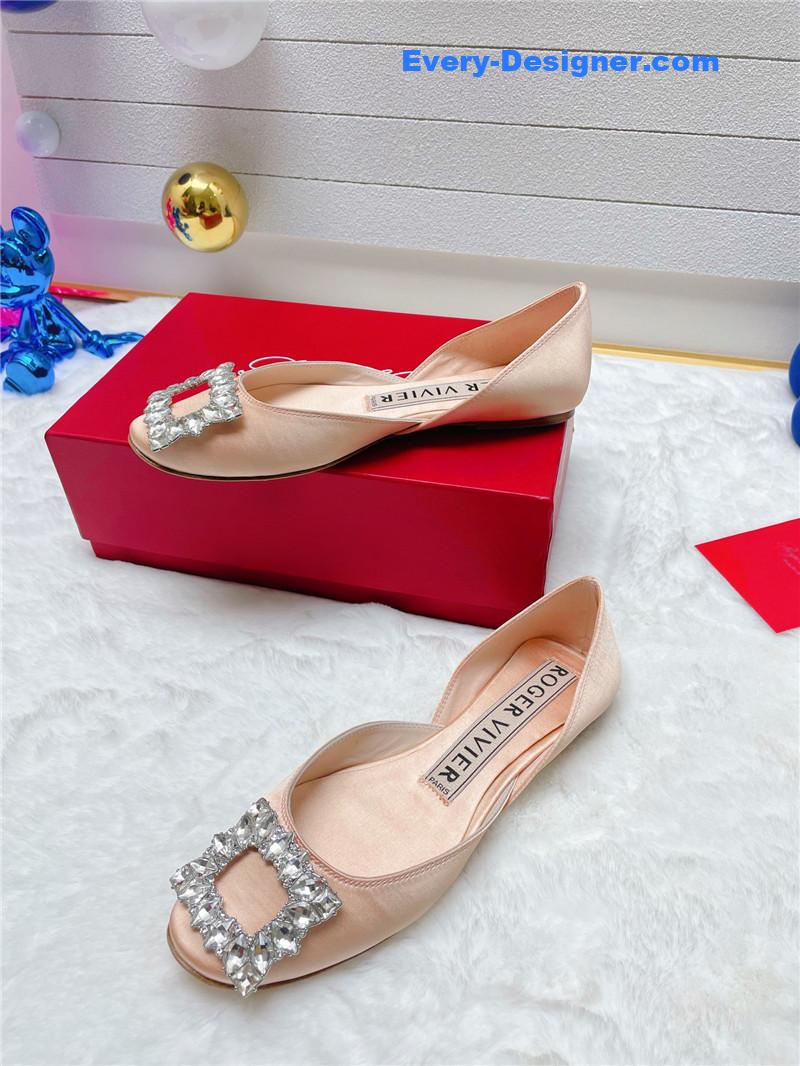 Roger vivier new rhinestone hollow ballet shoes