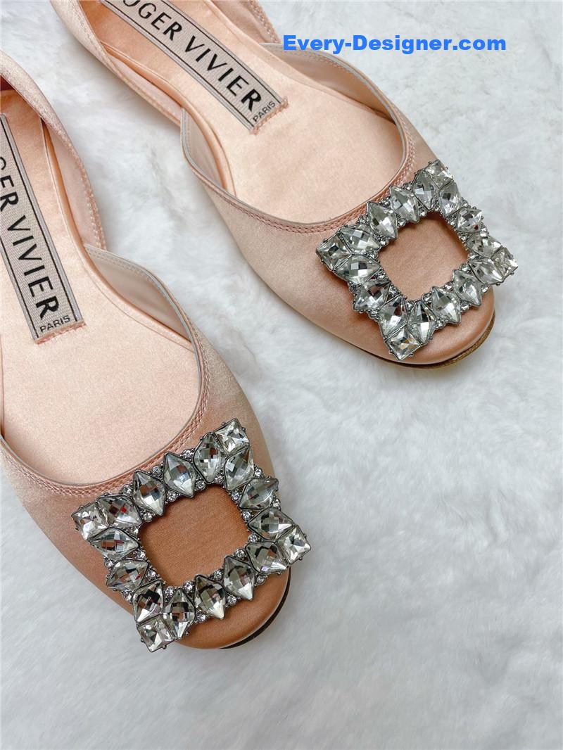 Roger vivier new rhinestone hollow ballet shoes