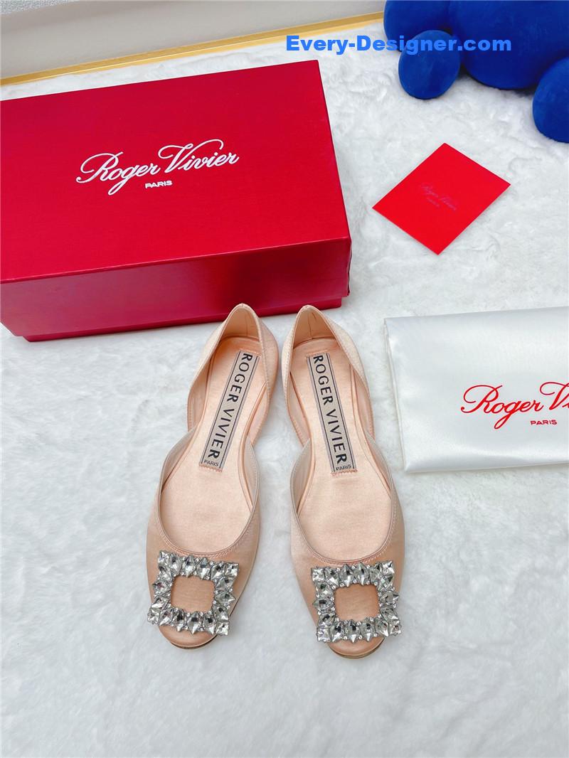 Roger vivier new rhinestone hollow ballet shoes