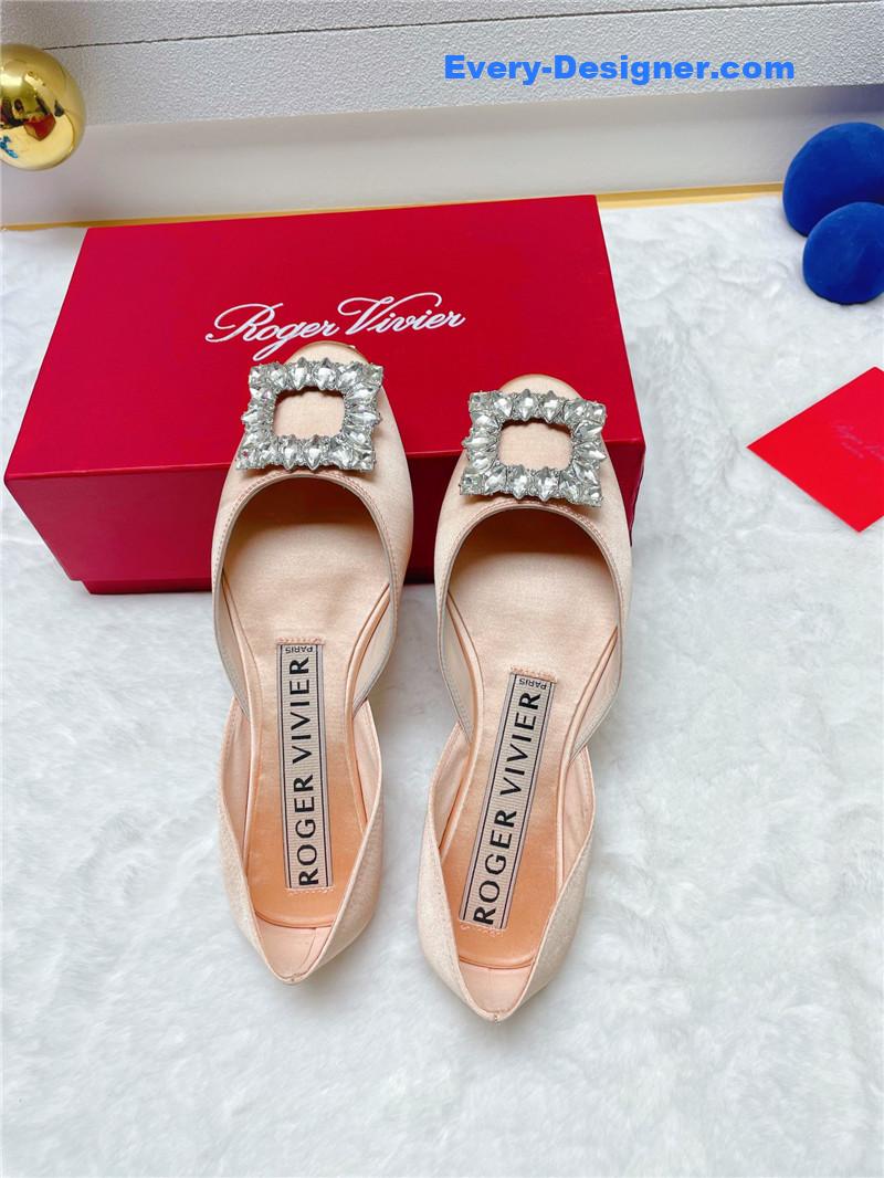 Roger vivier new rhinestone hollow ballet shoes