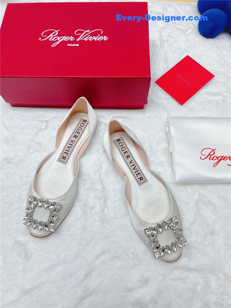Roger vivier new rhinestone hollow ballet shoes