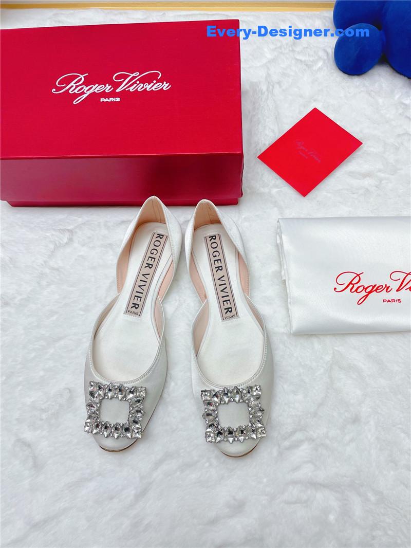Roger vivier new rhinestone hollow ballet shoes