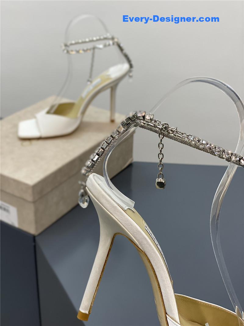 J1m*y Ch00 crystal square toe fish toe sandals