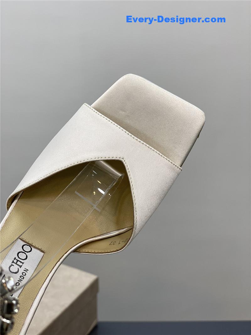 J1m*y Ch00 crystal square toe fish toe sandals