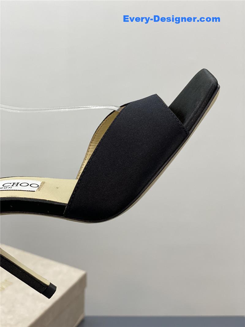 J1m*y Ch00 crystal square toe fish toe sandals