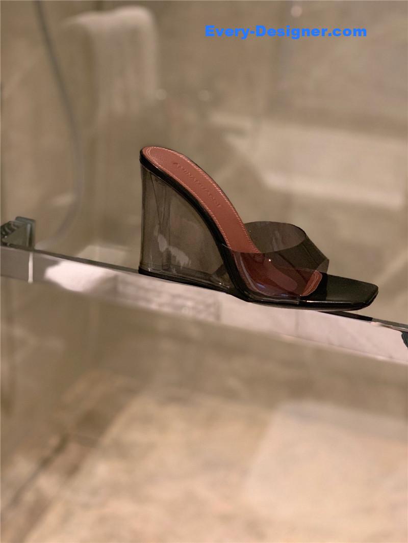 Amina Muaddi Wedge transparent bottom slippers