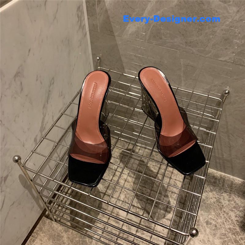 Amina Muaddi Wedge transparent bottom slippers