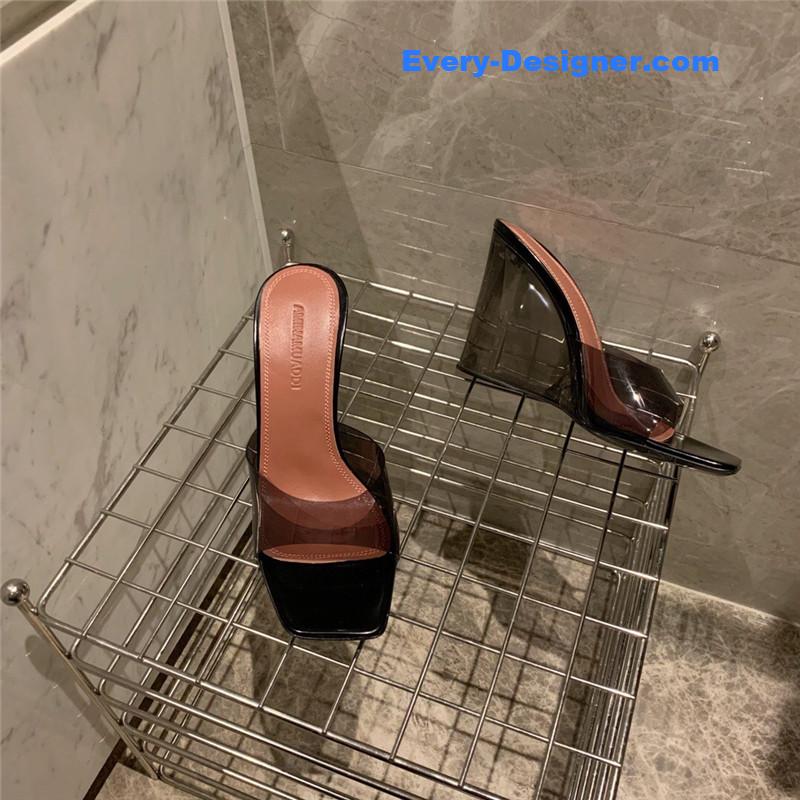 Amina Muaddi Wedge transparent bottom slippers