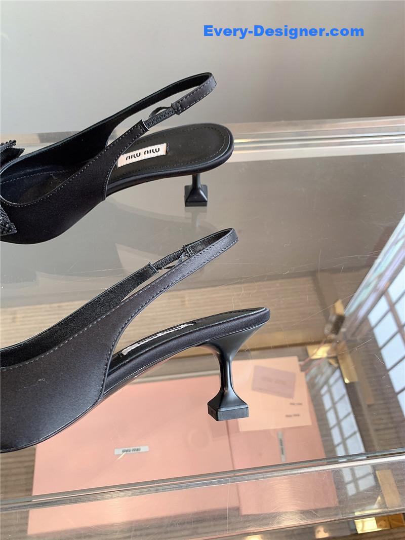 M1um1u new pointed bowknot kitten heels