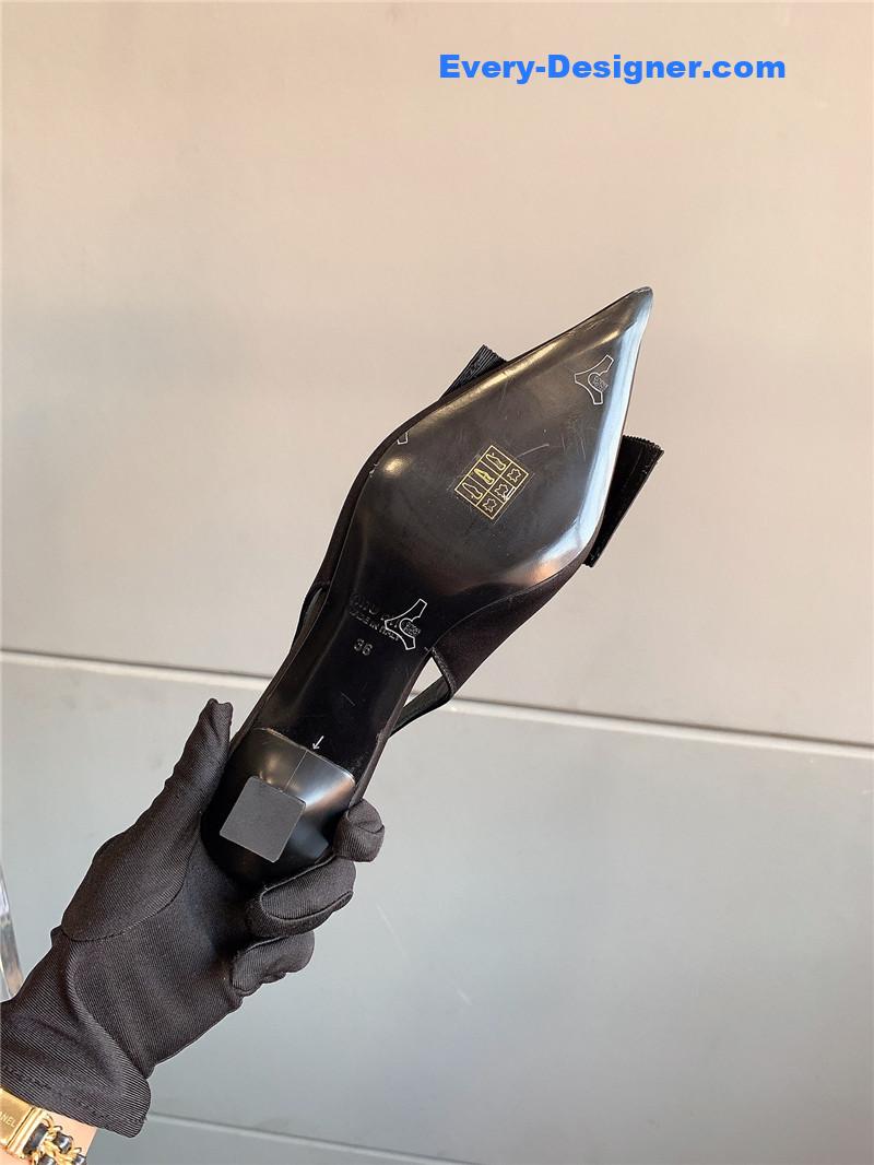 M1um1u new pointed bowknot kitten heels