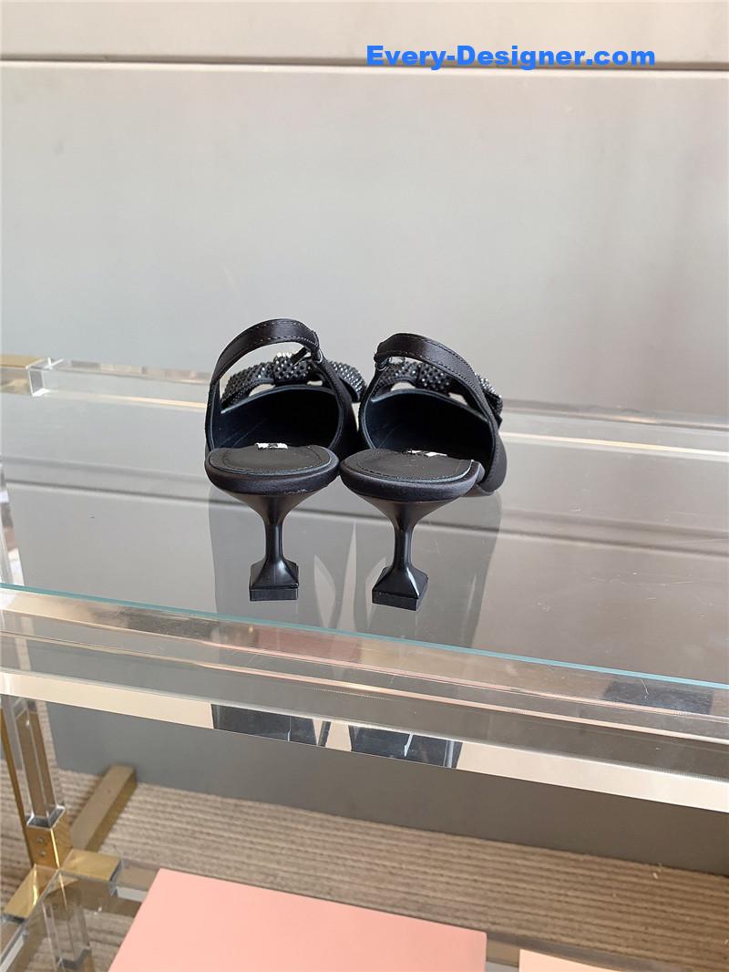 M1um1u new pointed bowknot kitten heels