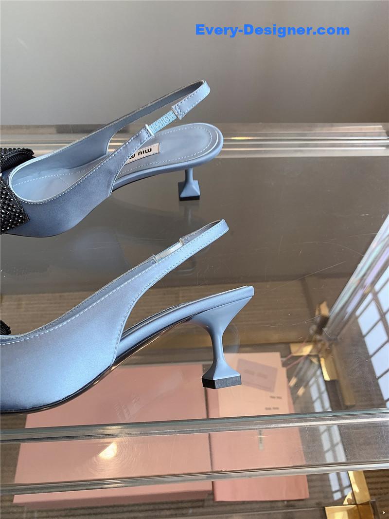 M1um1u new pointed bowknot kitten heels