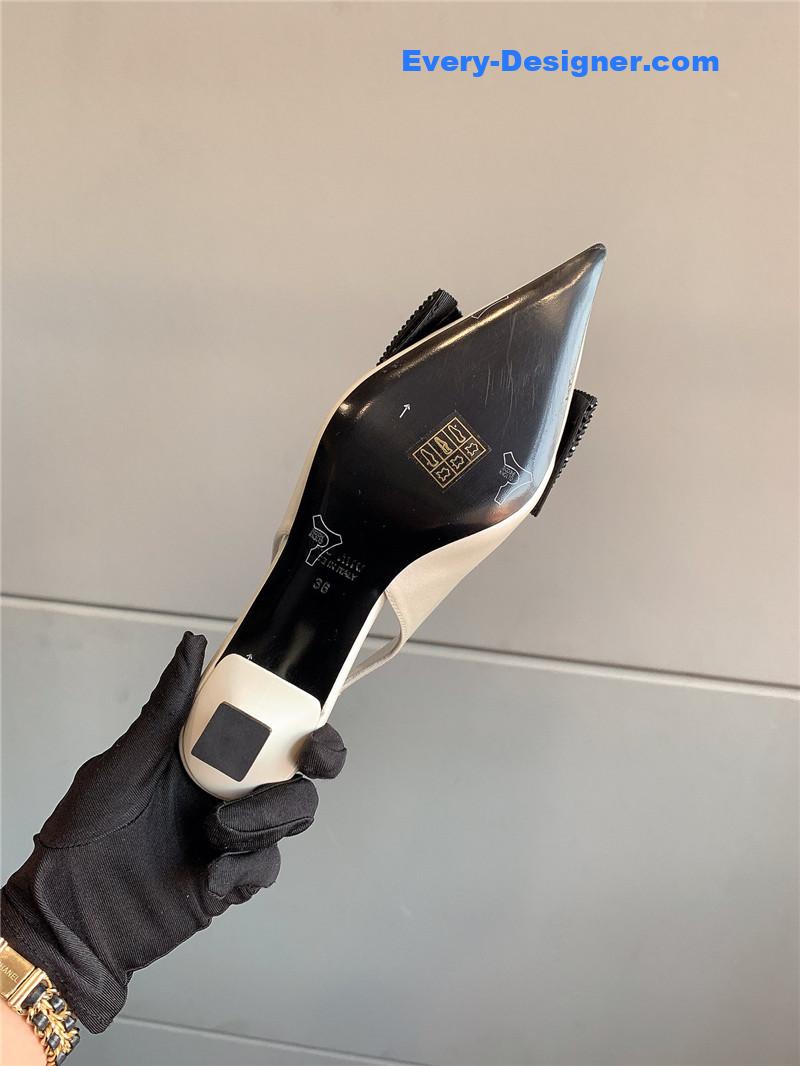 M1um1u new pointed bowknot kitten heels