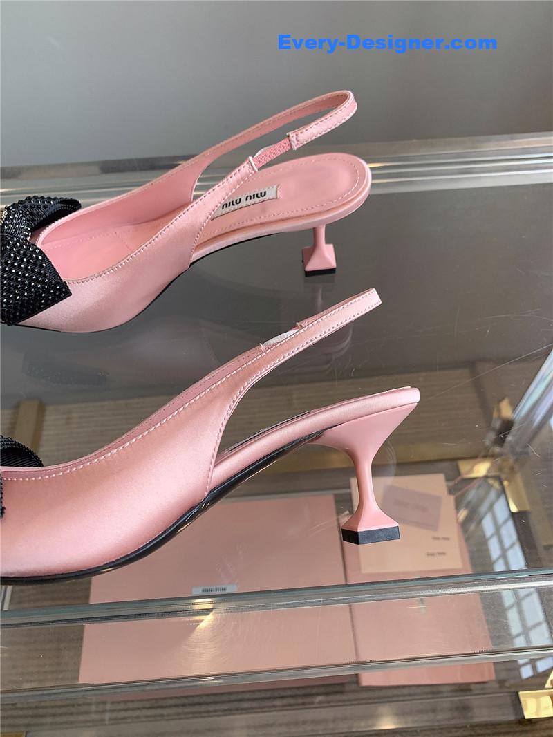 M1um1u new pointed bowknot kitten heels