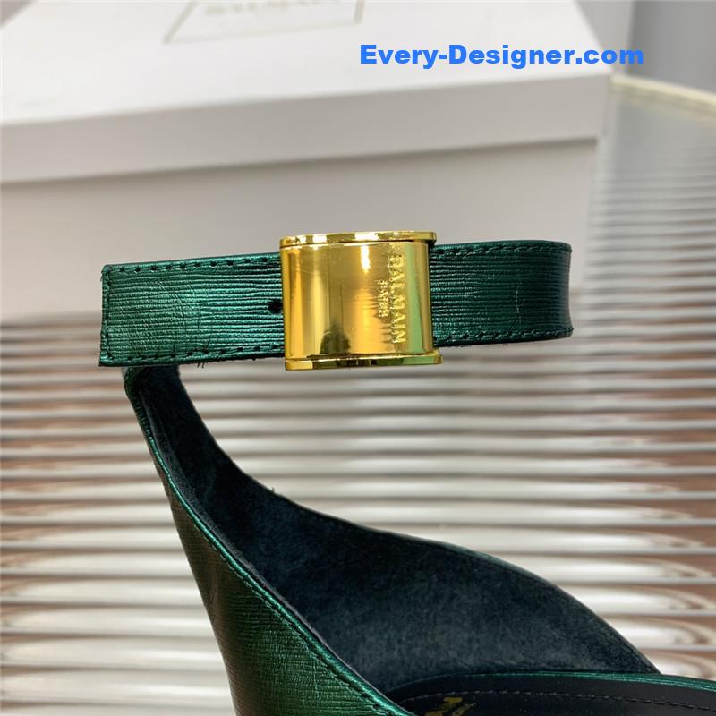 Balmain Metal Buckle Strap Heeled Sandals