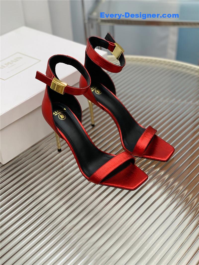 Balmain Metal Buckle Strap Heeled Sandals