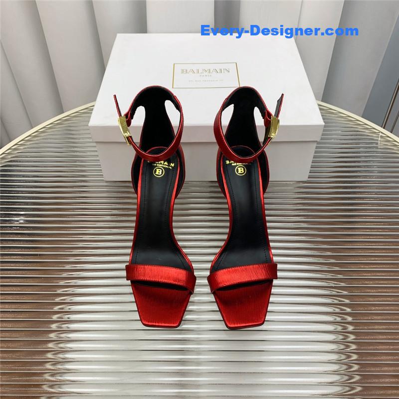 Balmain Metal Buckle Strap Heeled Sandals